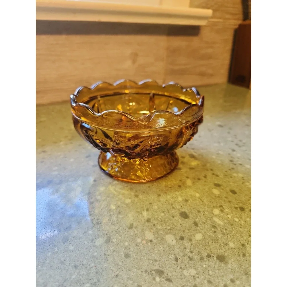 Indiana Glass Amber Stars And Bars Fairy Lamp BASE ONLY PLEASE READ DESCRIPTION